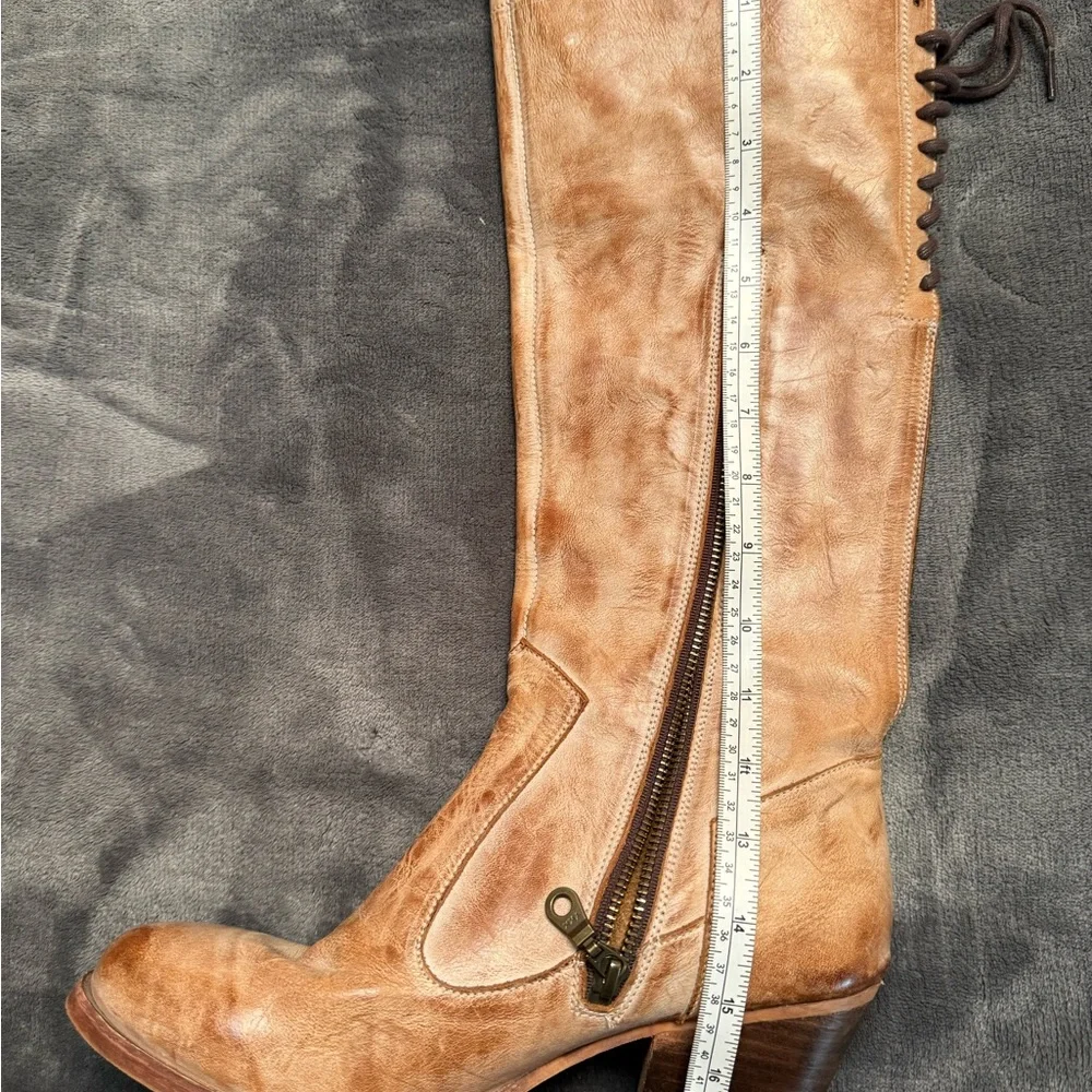 RARE Bed Stu Roan Lace Up Leather Knee-High Boots - Picture 6 of 7